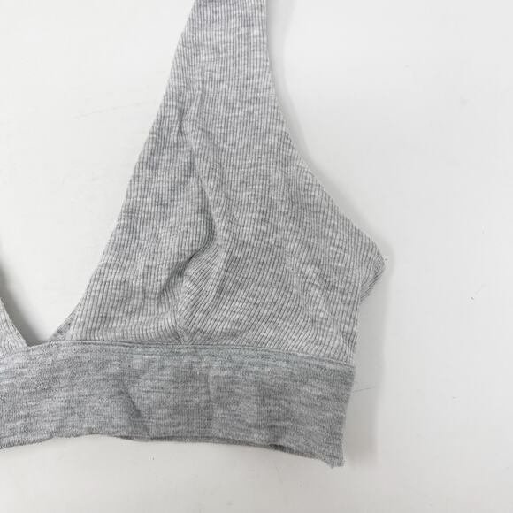 Victorias Secret XSmall Light Heather Gray Ribbed Plunge Bralette Comfort Lounge - Picture 2 of 9